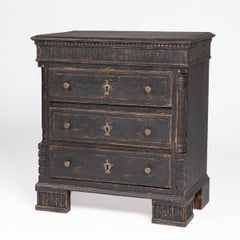 Late 18th Century Swedish Black Gustavian Chest of Drawers