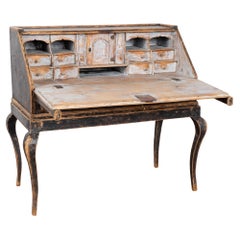 Late 18th Century Swedish Black Painted Pine Secretary