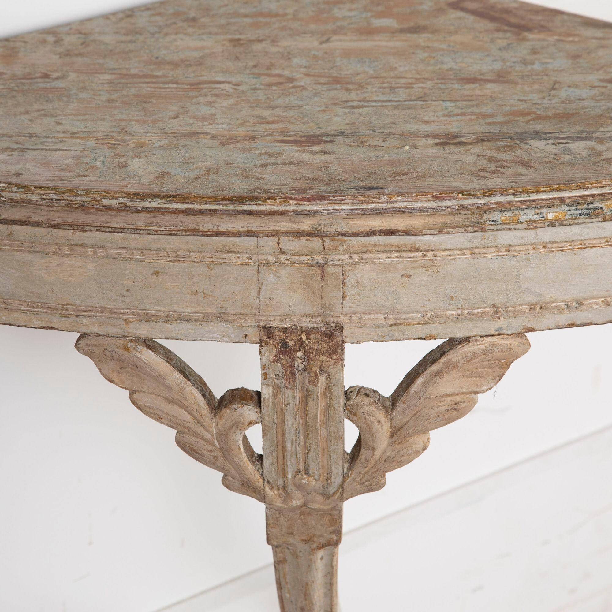 18th Century and Earlier Late 18th Century Swedish Corner Table For Sale