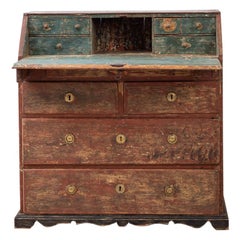 Antique Late 18th Century Swedish Folk Art Secretary