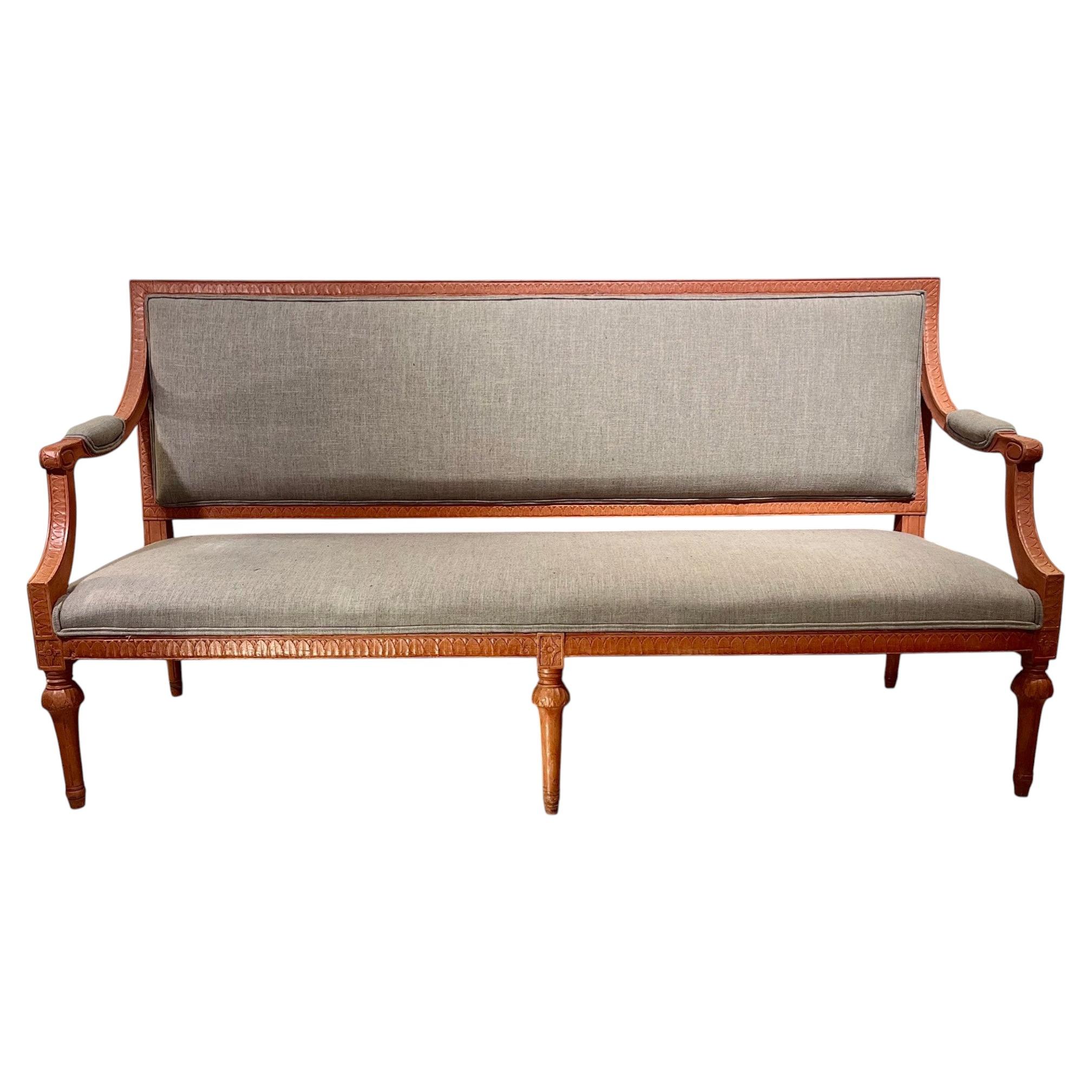 Late 18th Century Swedish Gustavian Carved Sofa in Original Neoclassical Style For Sale