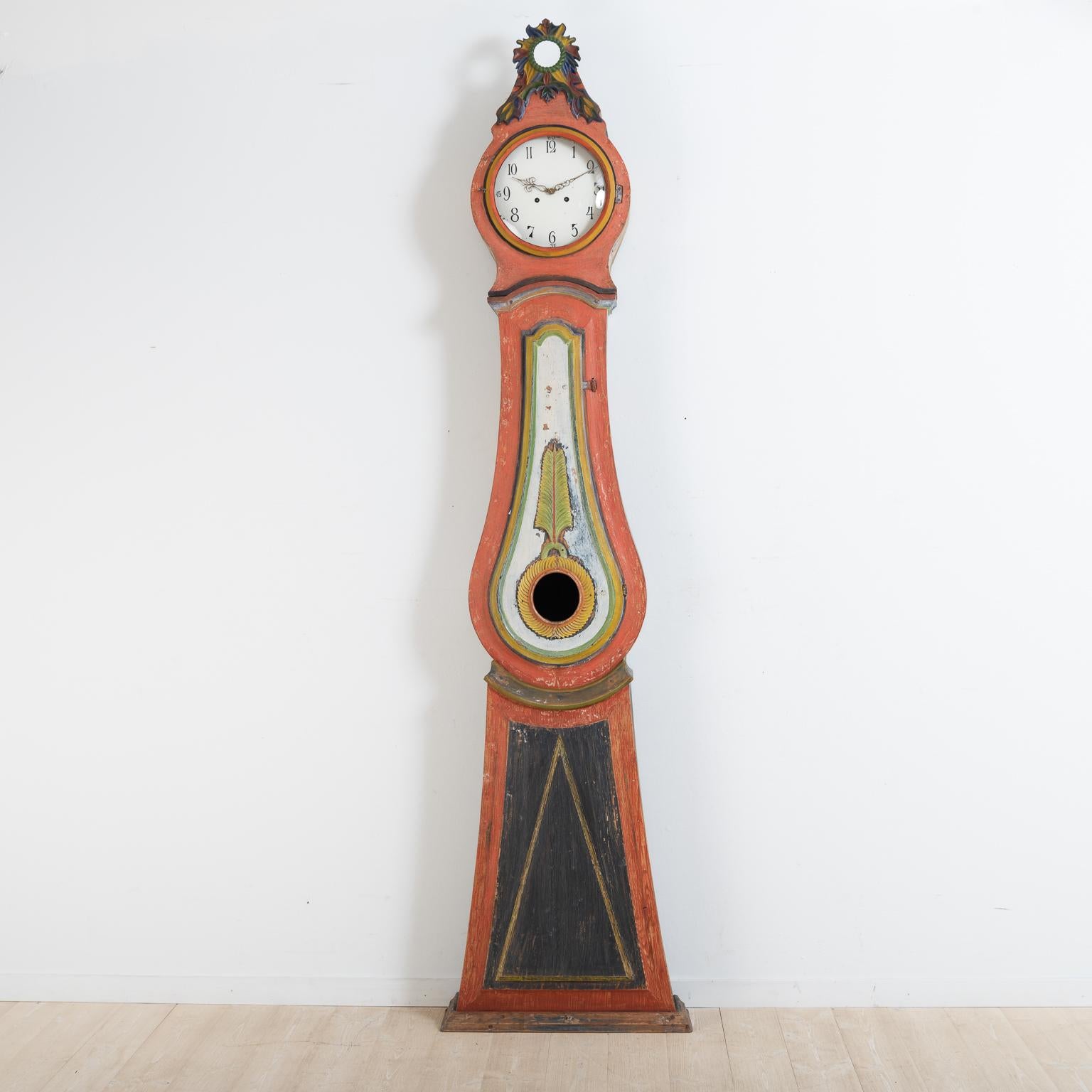Hand-Painted Late 18th Century Swedish Gustavian Long Case Clock