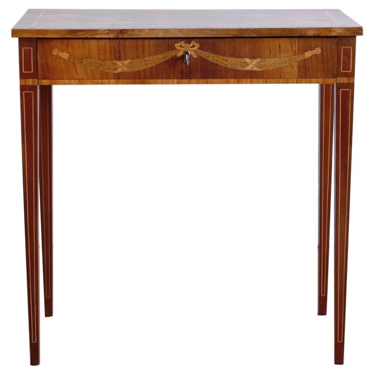 Late 18th Century Swedish Gustavian Occasional Table with Fruitwood Inlay For Sale