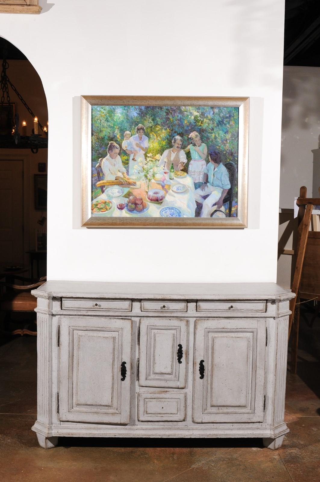 Late 18th Century Swedish Gustavian Painted Wood Sideboard with Fluted Pilasters In Good Condition In Atlanta, GA