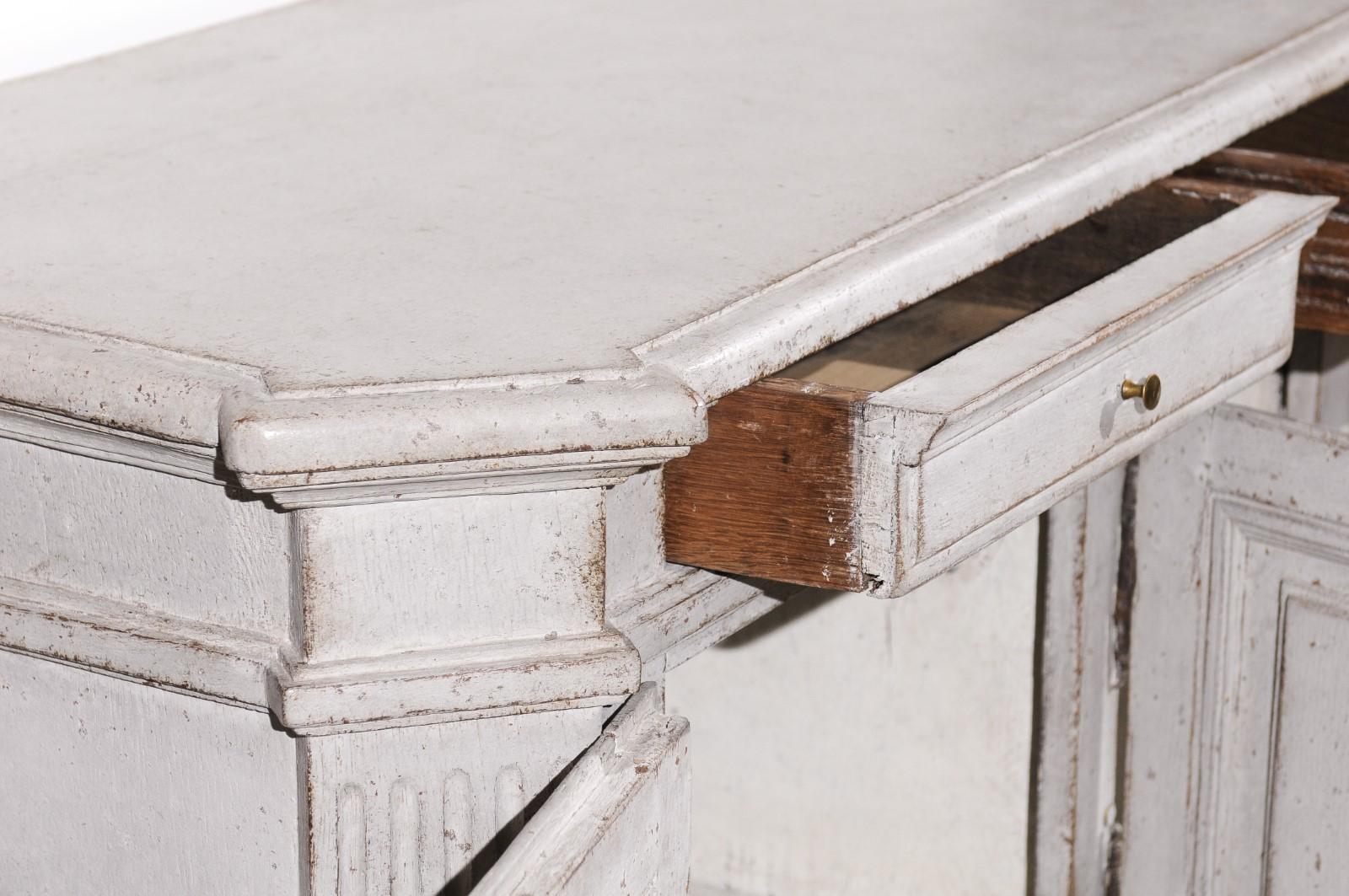 Late 18th Century Swedish Gustavian Painted Wood Sideboard with Fluted Pilasters 4
