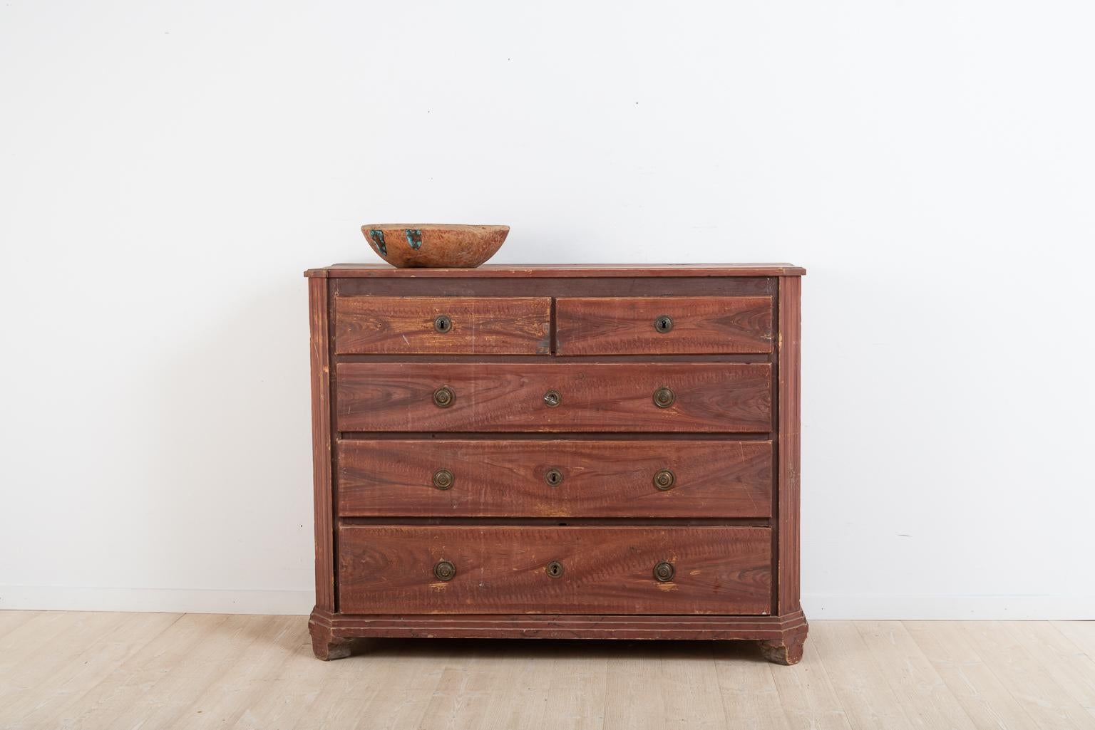 Hand-Painted Antique 18th Century Northern Swedish Gustavian Commode For Sale