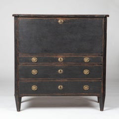 Secretario Gustaviano Sueco de Finales del Siglo XVIII con Frente de Caída, Negro y Coral