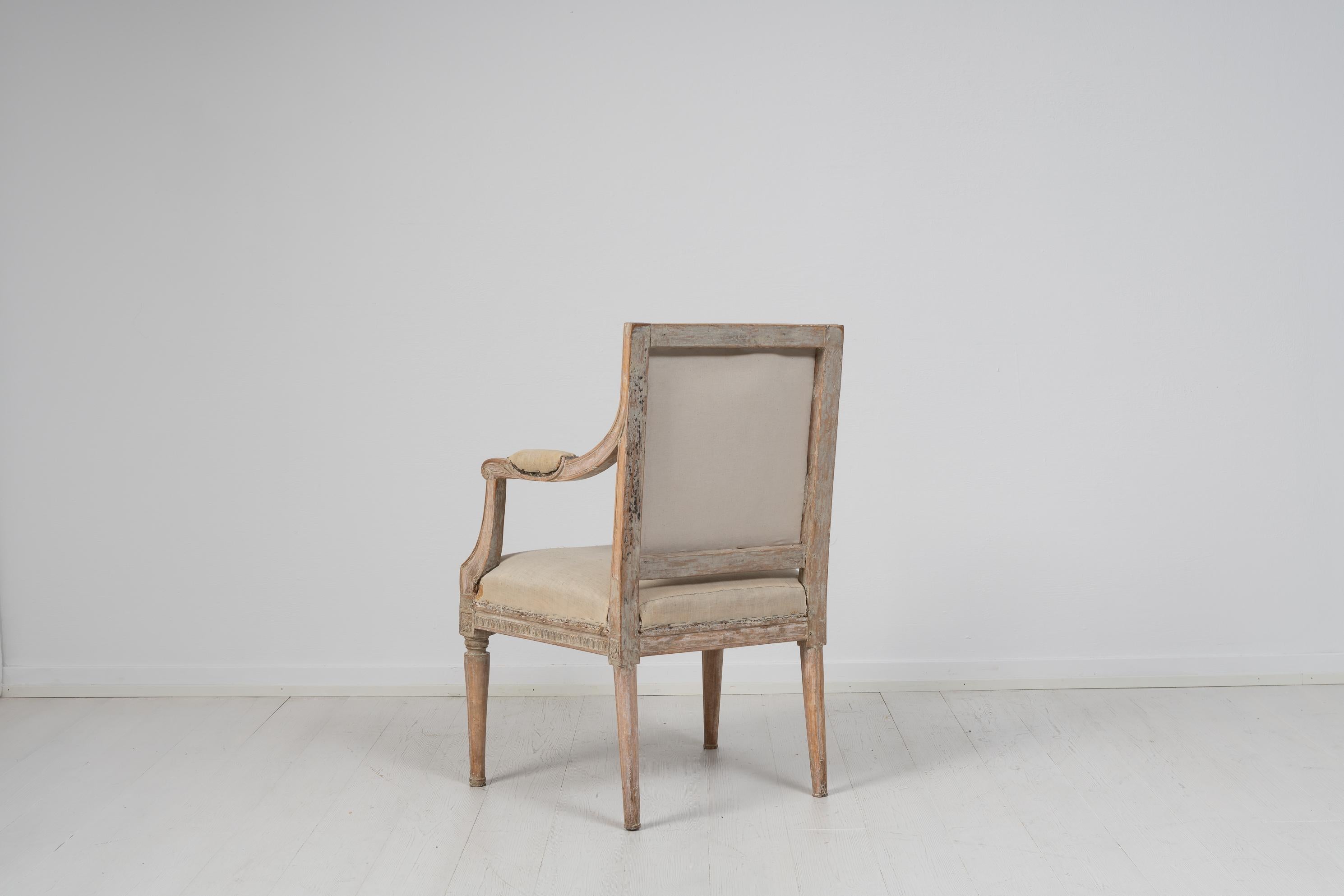 Pine Late 18th Century Swedish Gustavian Upholstered Armchair