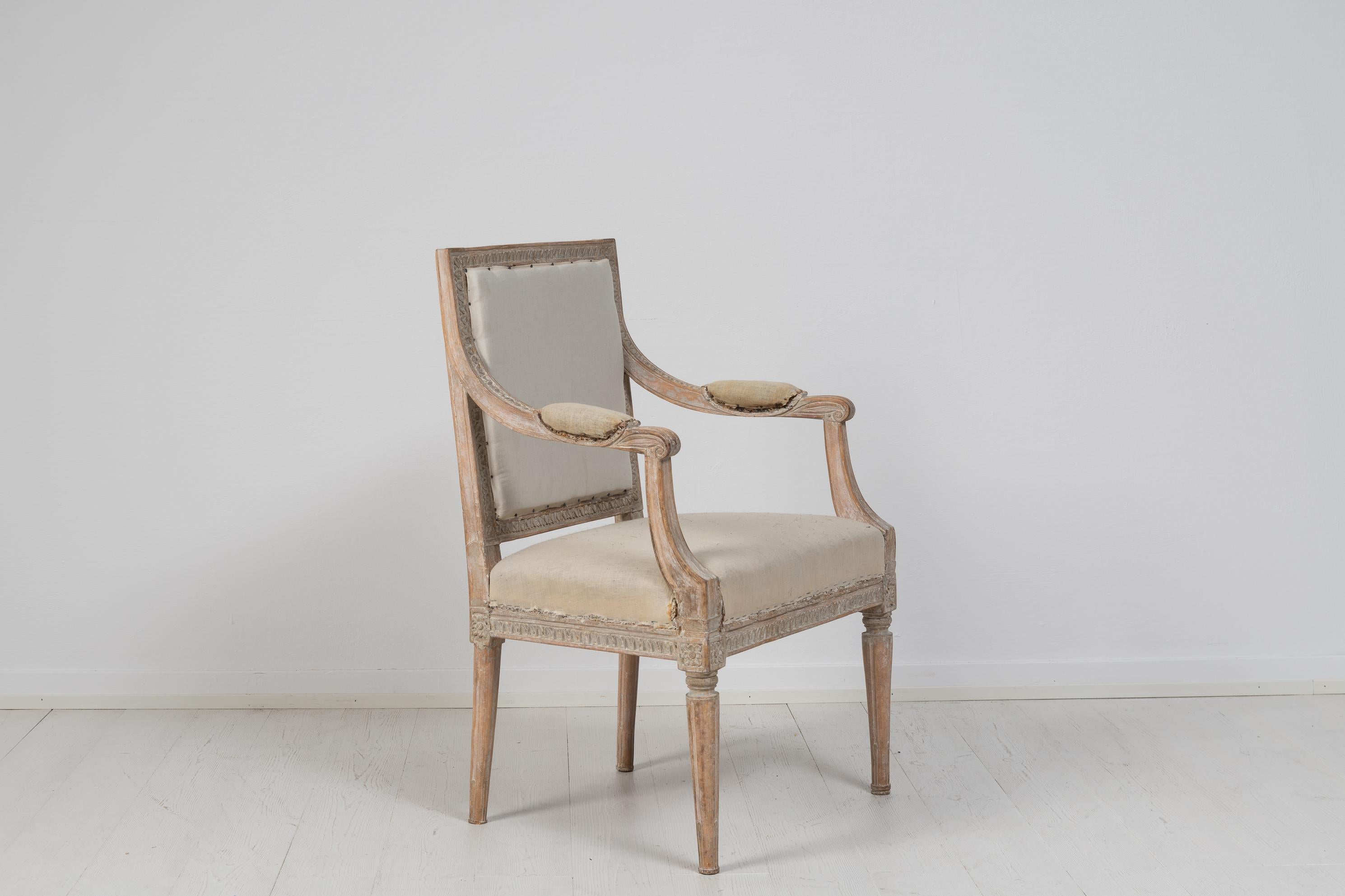 Late 18th Century Swedish Gustavian Upholstered Armchair 1