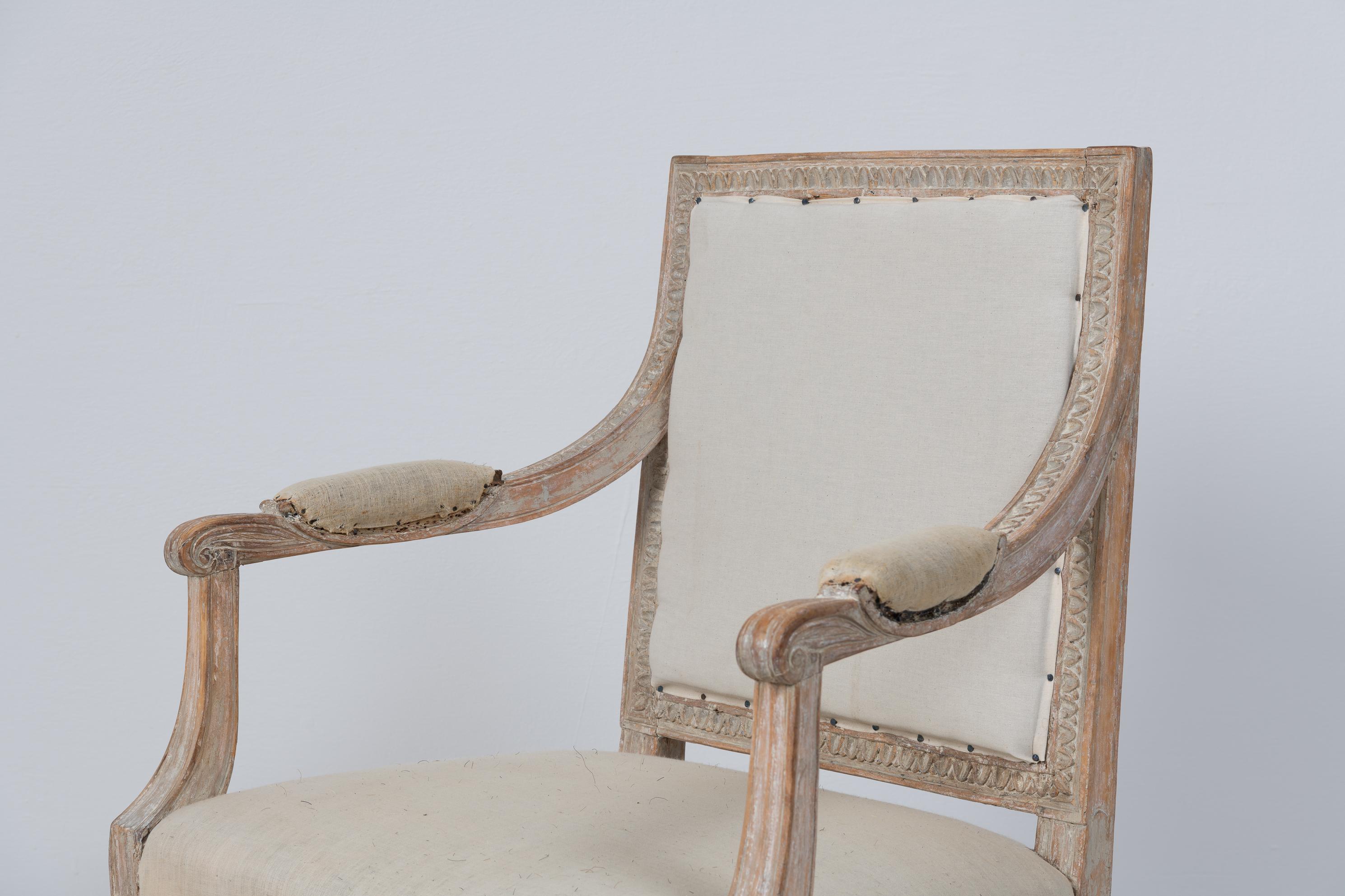 Late 18th Century Swedish Gustavian Upholstered Armchair 2
