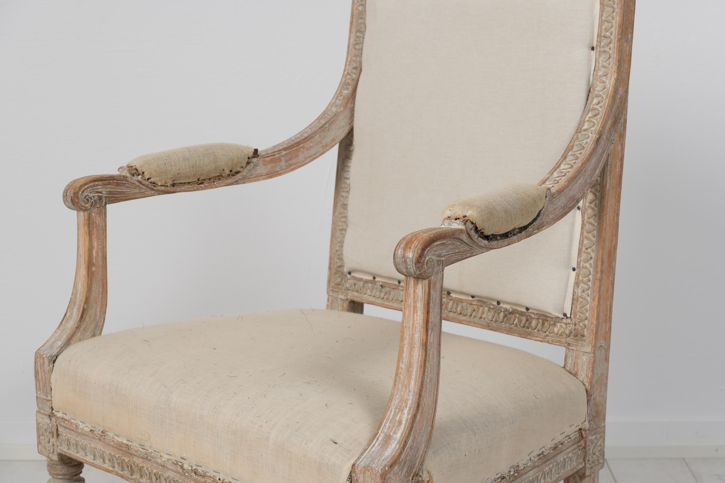 Late 18th Century Swedish Gustavian Upholstered Armchair 3