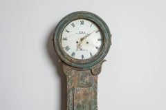 Late 18th Century Swedish Hand Scraped Painted Mora Floor Standing Clock