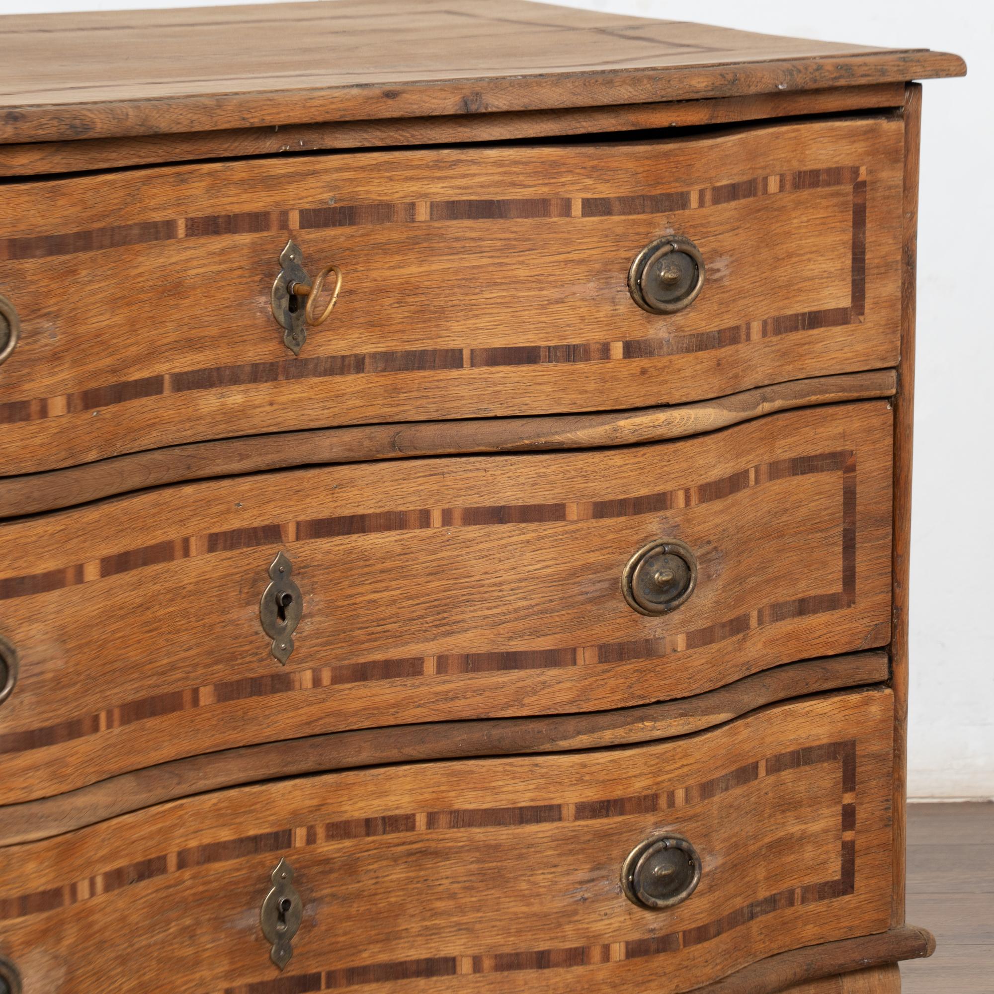 Late 18th Century Swedish Inlaid Oak Commode Chest of Three Drawers For Sale 5