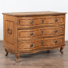 Late 18th Century Swedish Inlaid Oak Commode Chest of Three Drawers