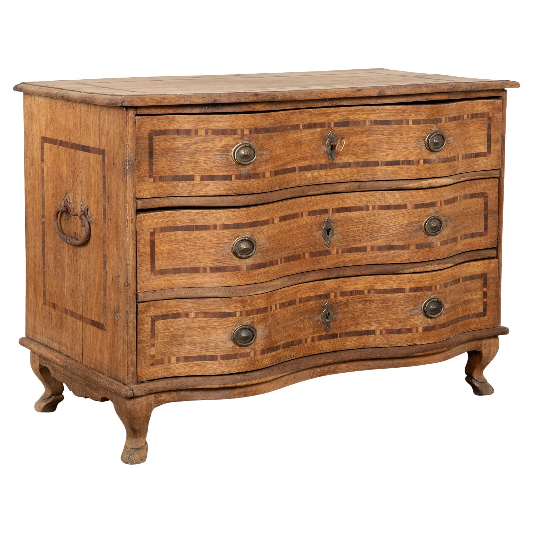 Late 18th Century Swedish Inlaid Oak Commode Chest of Three Drawers For Sale