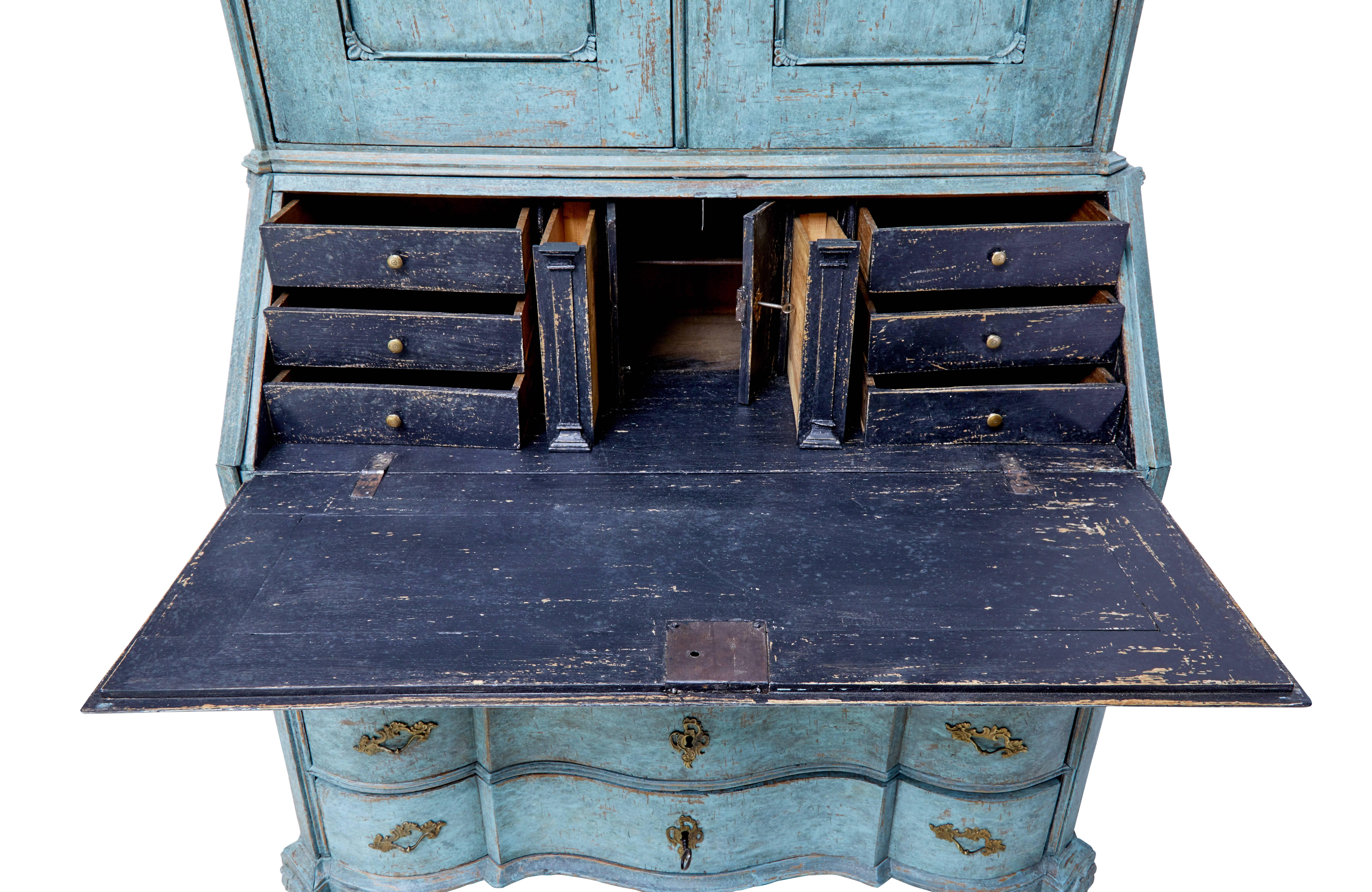 Late 18th Century Swedish Oak Painted Bureau Bookcase 6