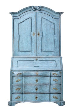 Late 18th Century Swedish Oak Painted Bureau Bookcase
