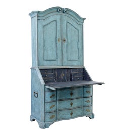 Late 18th century Swedish oak painted bureau bookcase