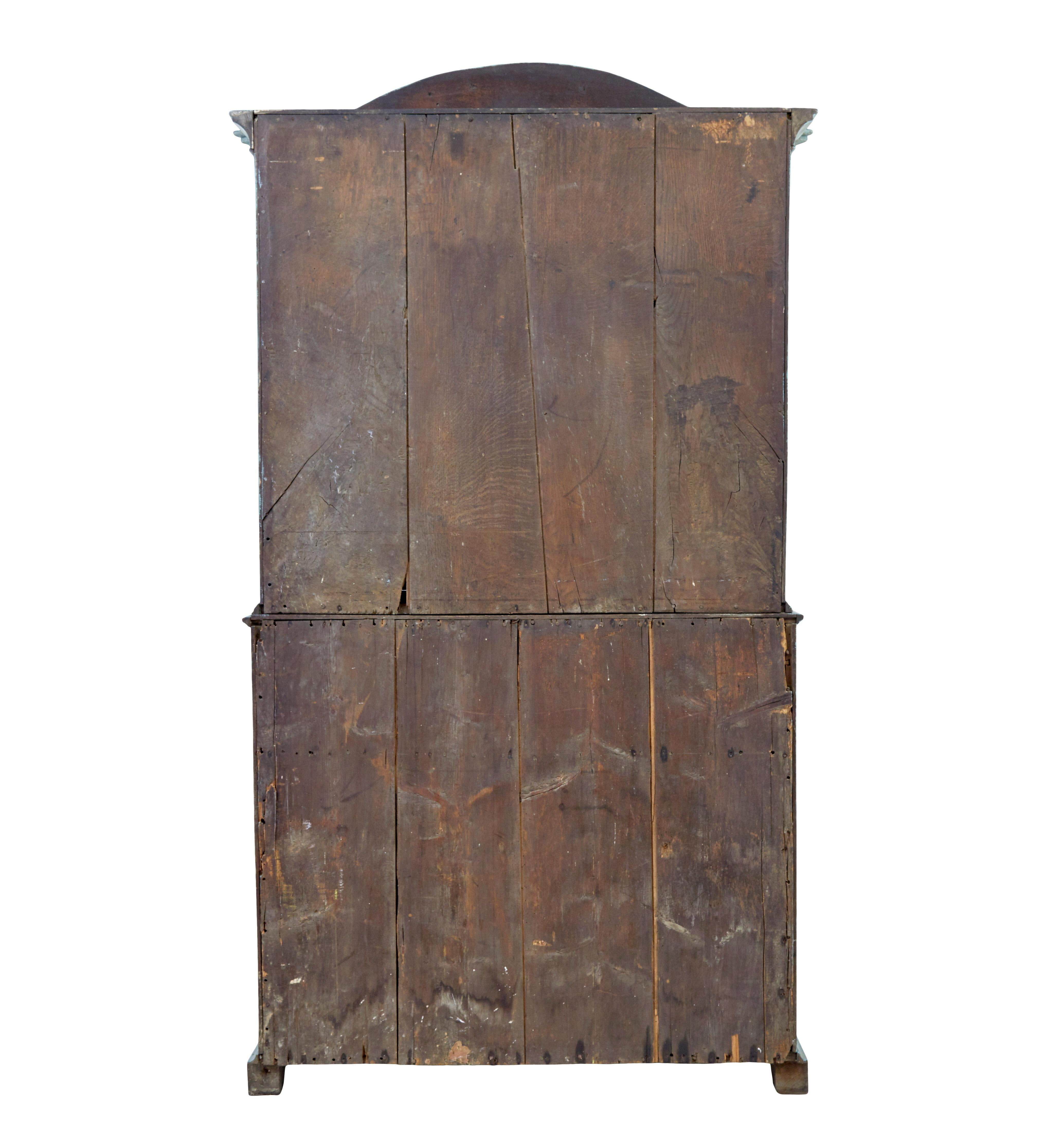 18th Century Late 18th century Swedish oak painted bureau bookcase For Sale