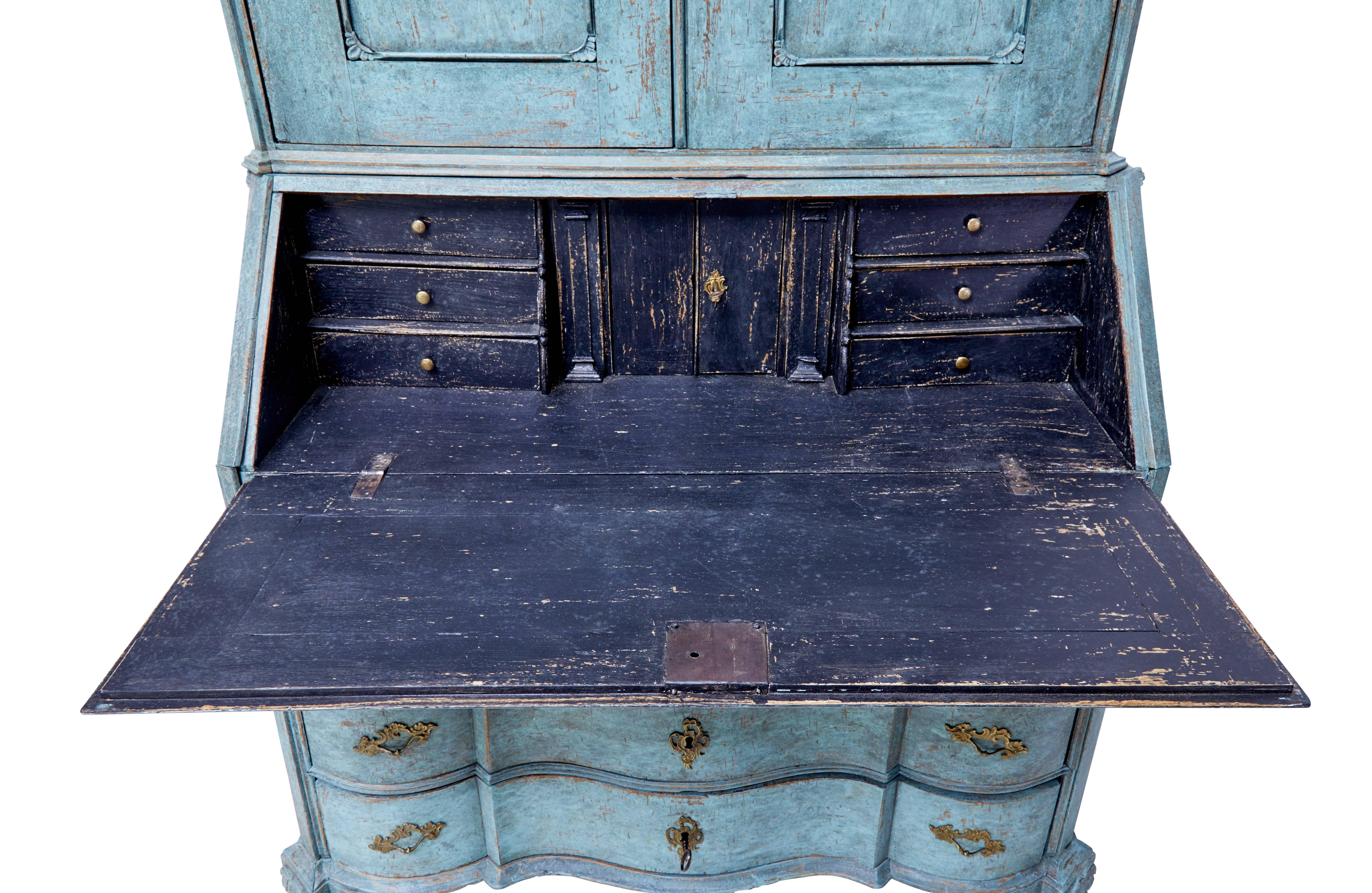 Late 18th Century Swedish Oak Painted Bureau Bookcase 5