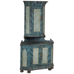 Late 18th Century Swedish Painted Corner Cupboard