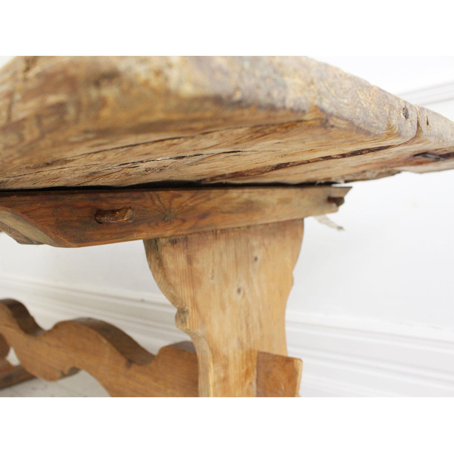 Late 18th Century Swedish Pine Trestle Dining Table with Shaped Rail 6