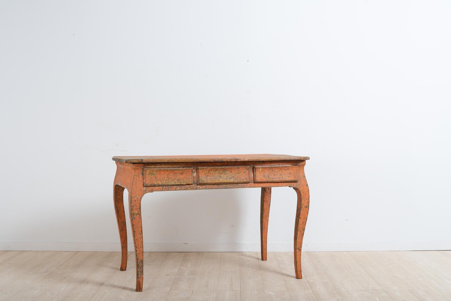 Hand-Crafted Late 18th Century Swedish Rococo Desk with Original Paint