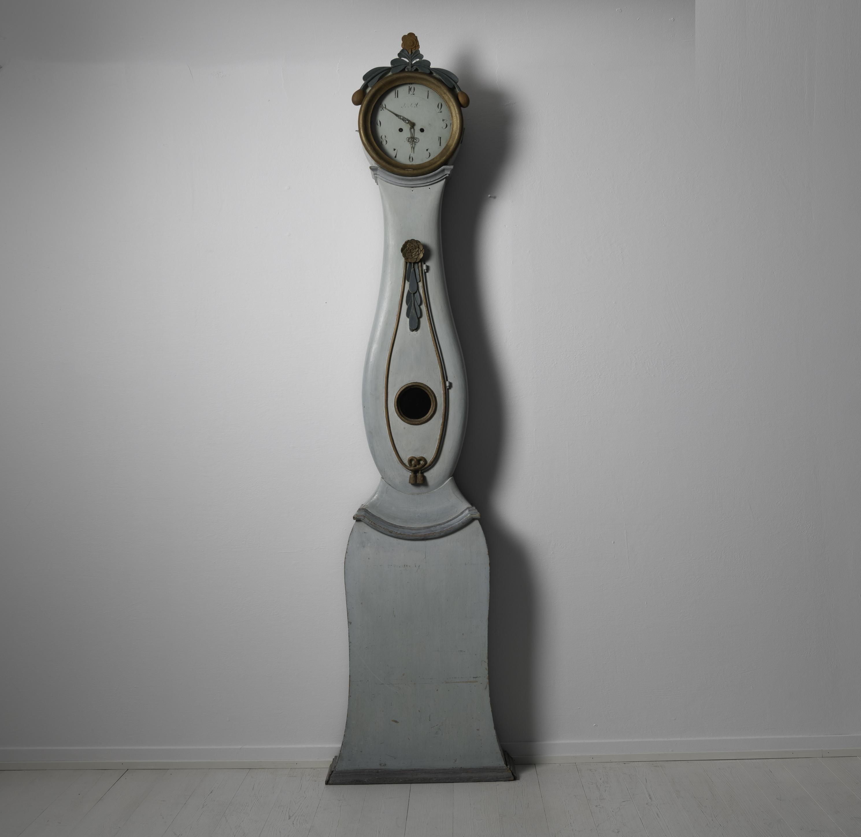 Hand-Crafted Late 18th Century Swedish Rococo Long Case Clock For Sale