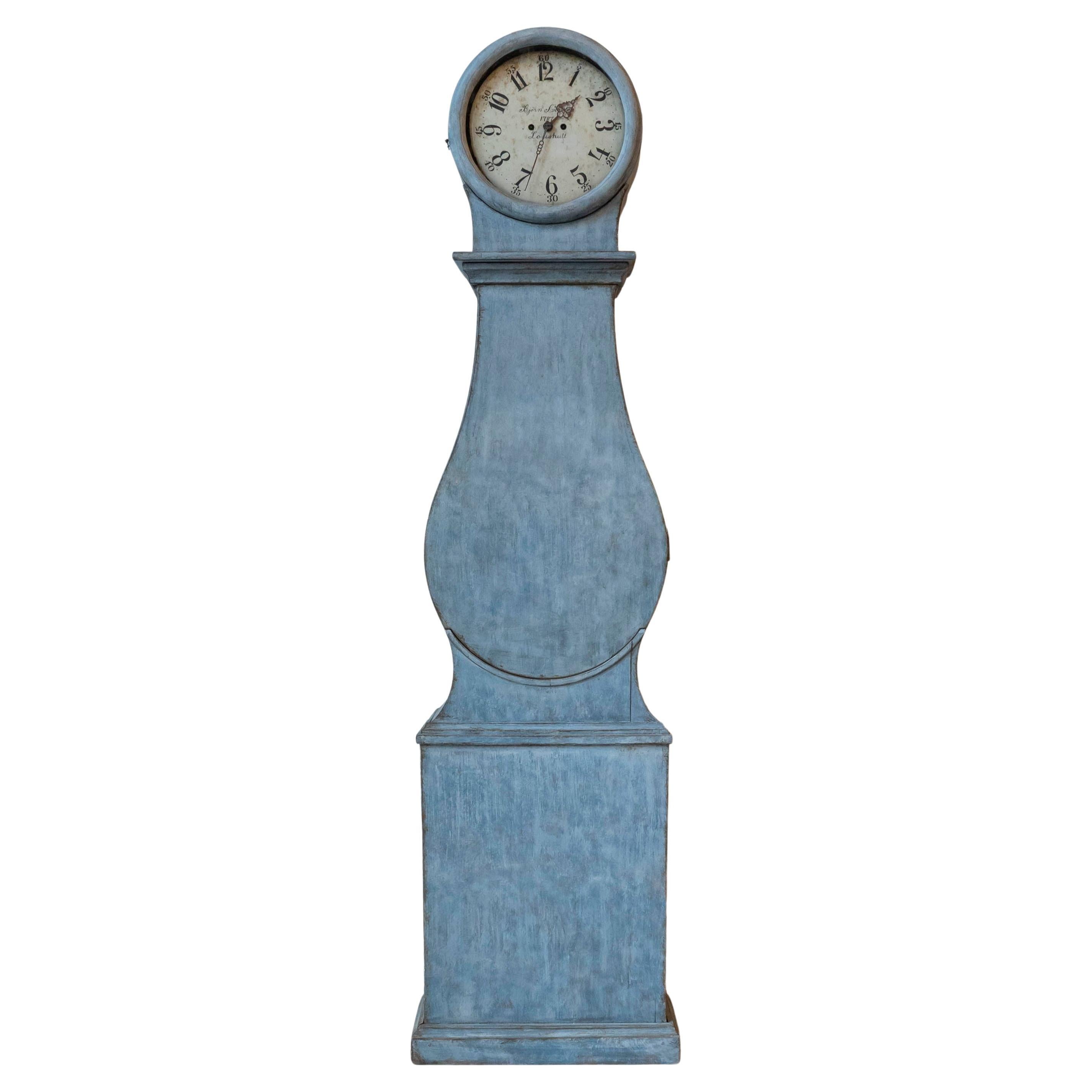 Schwedische Rokoko-Standuhr aus dem späten 18. Jahrhundert, datiert 1787 im Angebot