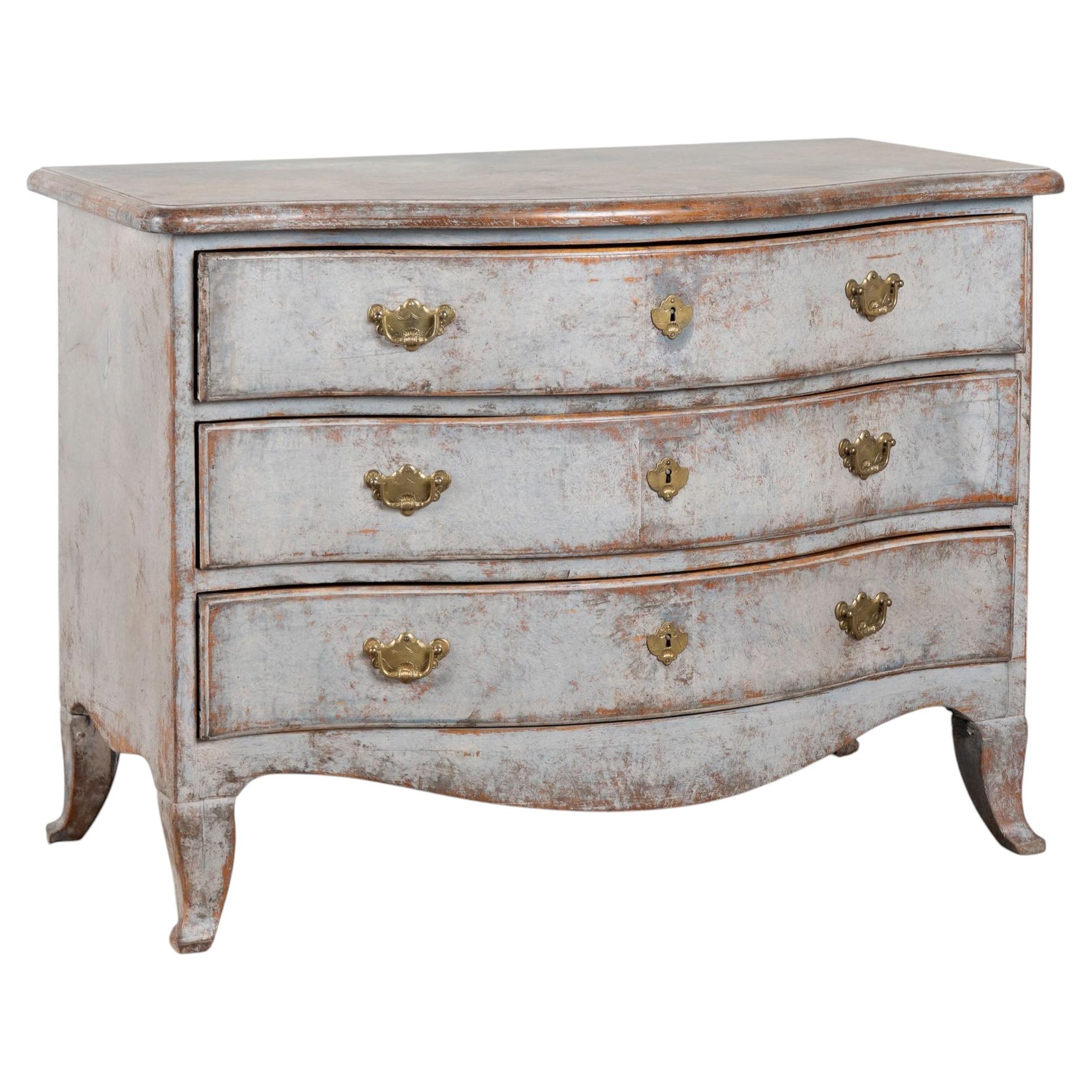 Late 18th Century Swedish Rococo Pine Chest of Three Drawers