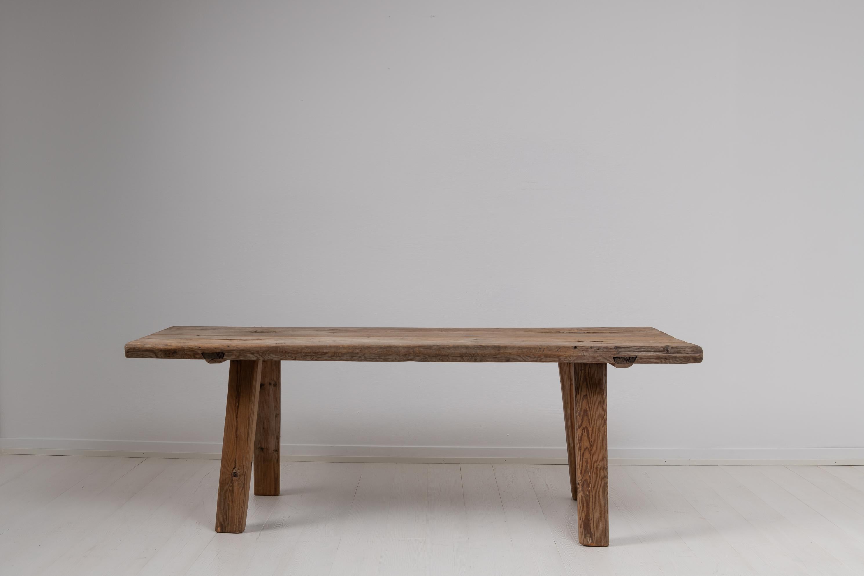 Hand-Crafted Late 18th Century Swedish Rustic Folk Art Pine Table  For Sale