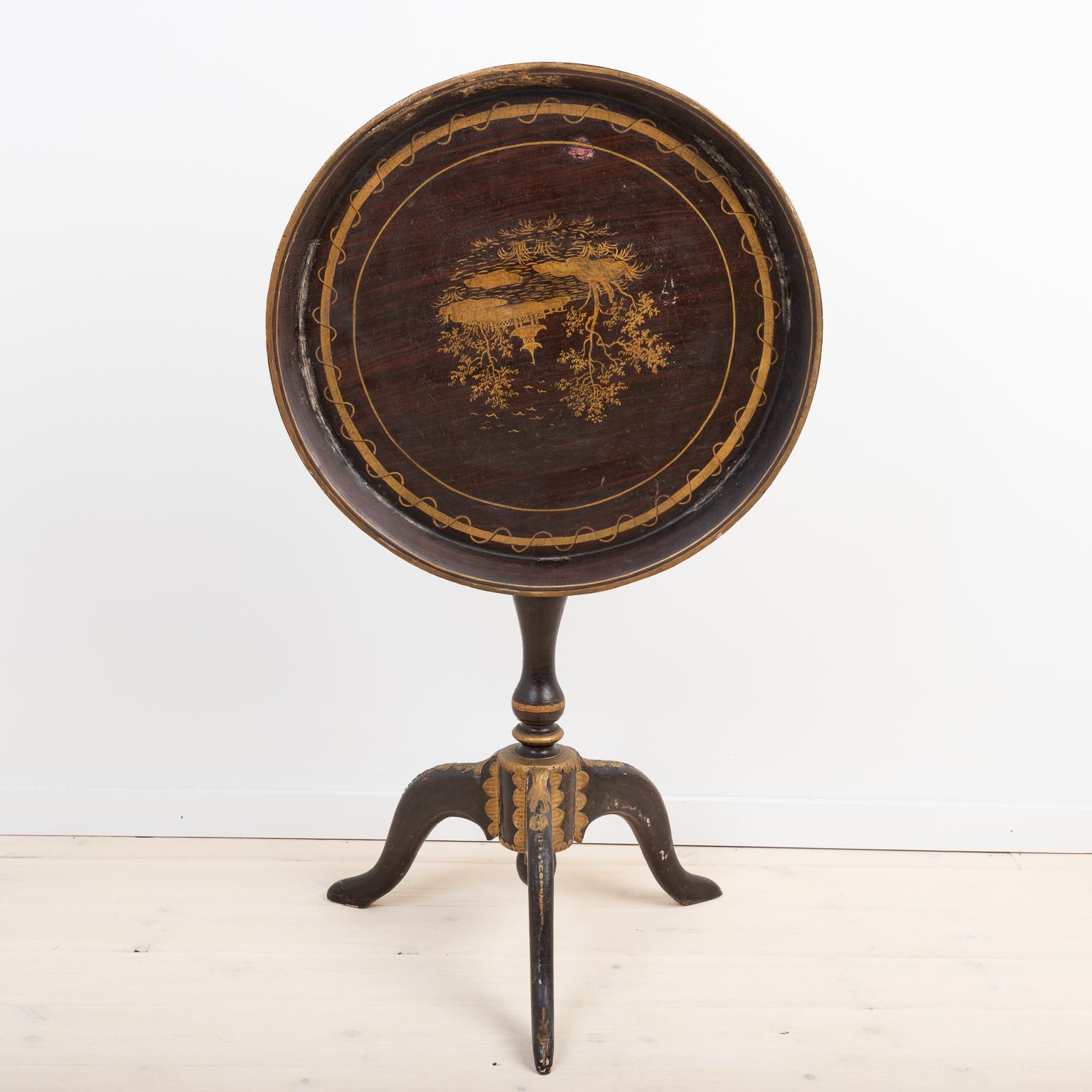Hand-Painted Late 18th Century Swedish Tray Table For Sale