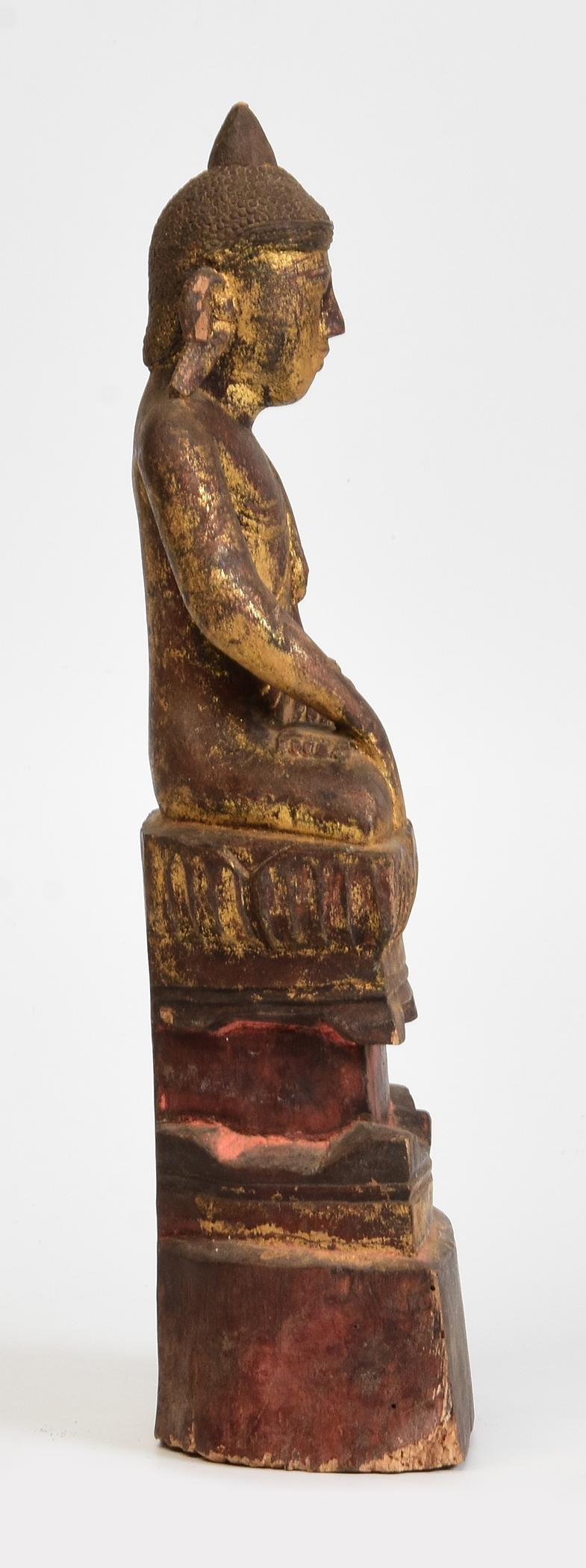 Late 18th Century, Tai Yai Burmese Wooden Seated Buddha For Sale 6