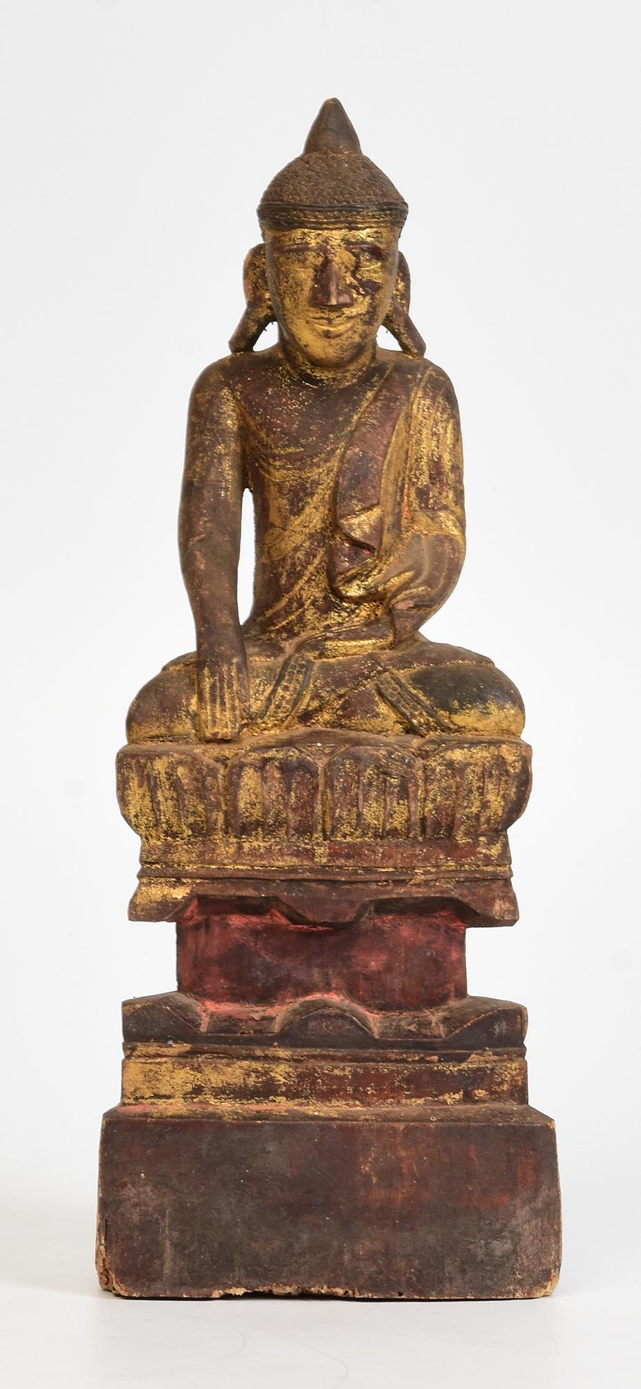 Late 18th Century, Tai Yai Burmese Wooden Seated Buddha For Sale 8