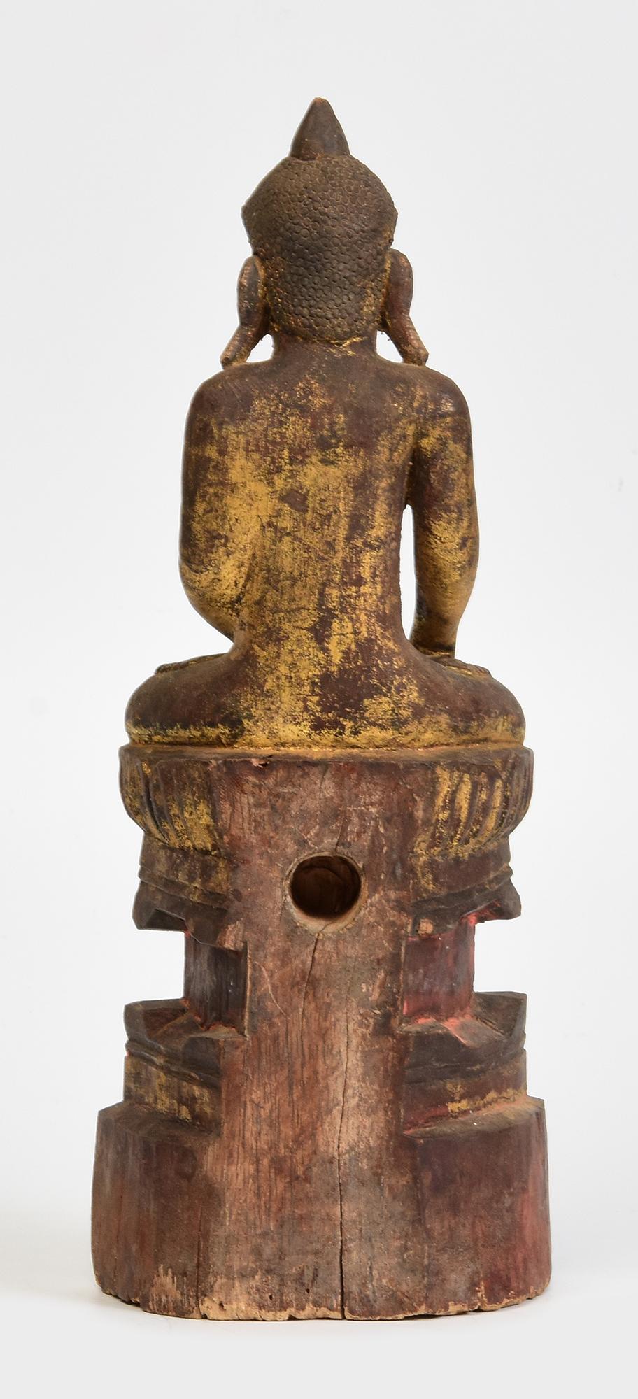 Late 18th Century, Tai Yai Burmese Wooden Seated Buddha For Sale 4