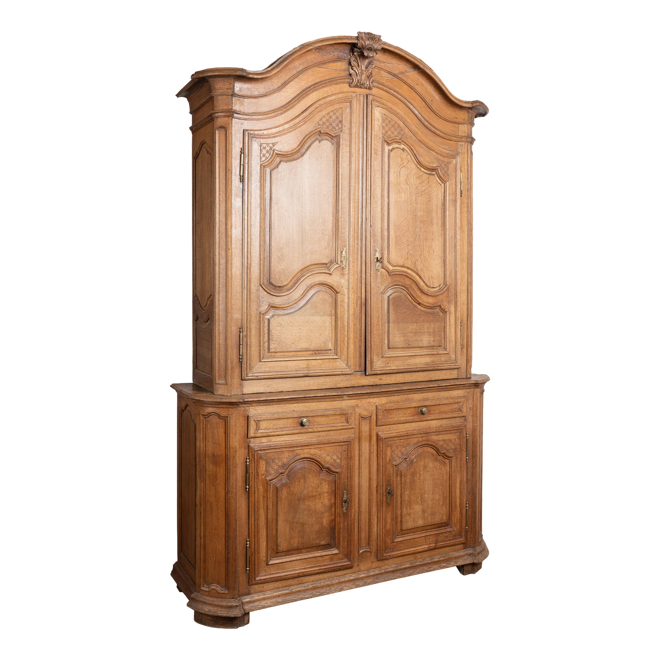 Late 18th Century Tall French Oak Cabinet "Deux Corp"