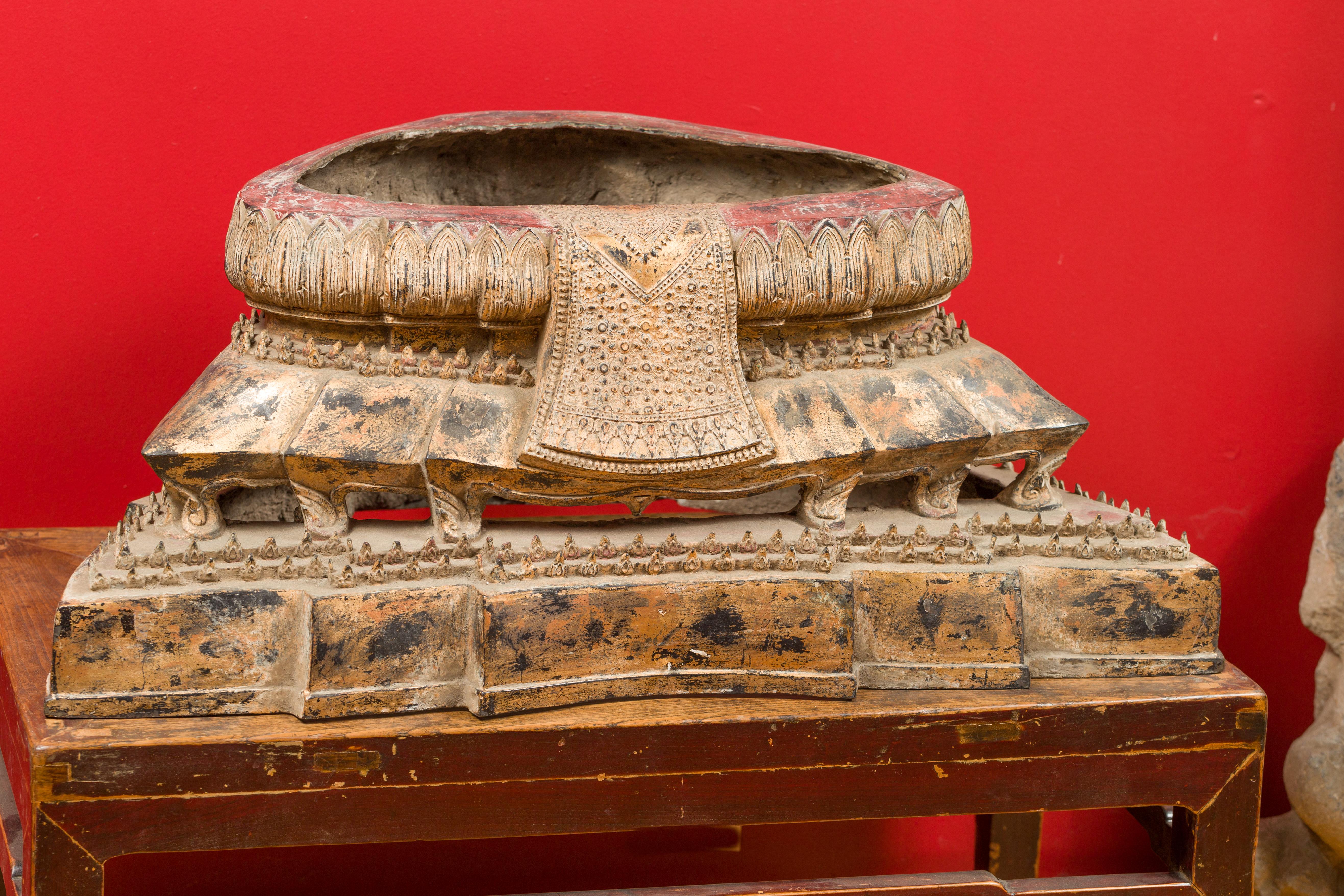 Late 18th Century Thai Gilt Bronze Meditative Seated Buddha Statue on Pedestal 13