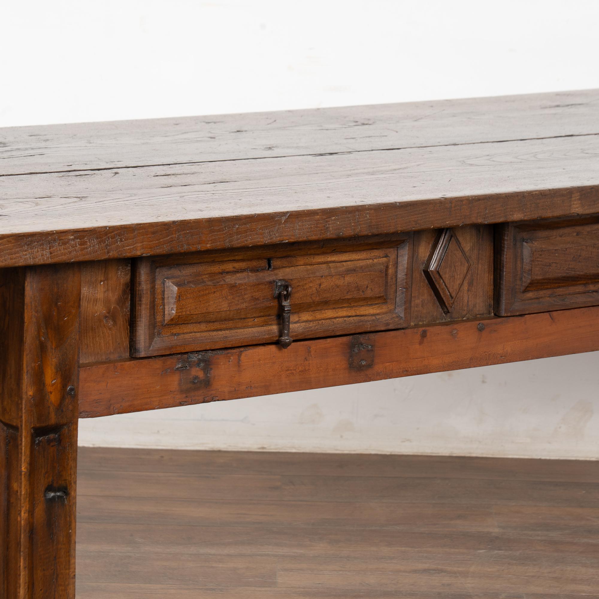 Late 18th Century Three Drawer Oak Console Table, Portugal For Sale 6