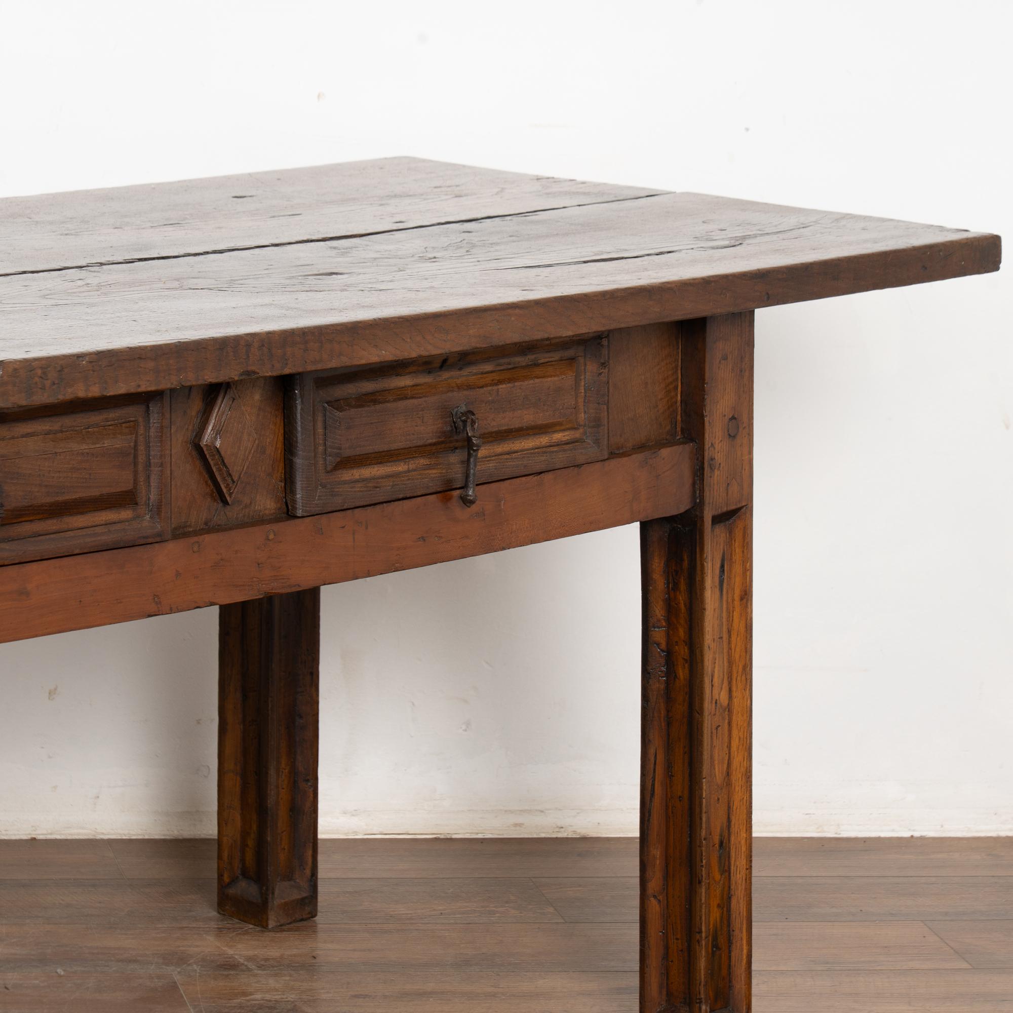 Late 18th Century Three Drawer Oak Console Table, Portugal For Sale 8