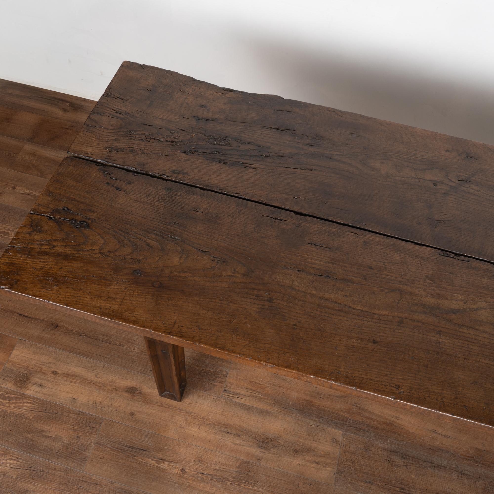 Metal Late 18th Century Three Drawer Oak Console Table, Portugal For Sale