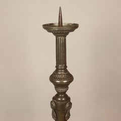 Late 18th Century French Louis XVI large Neoclassical Pewter Altar Candlestick