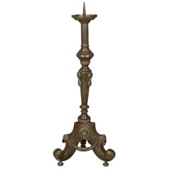 Late 18th Century French Louis XVI large Neoclassical Pewter Altar Candlestick