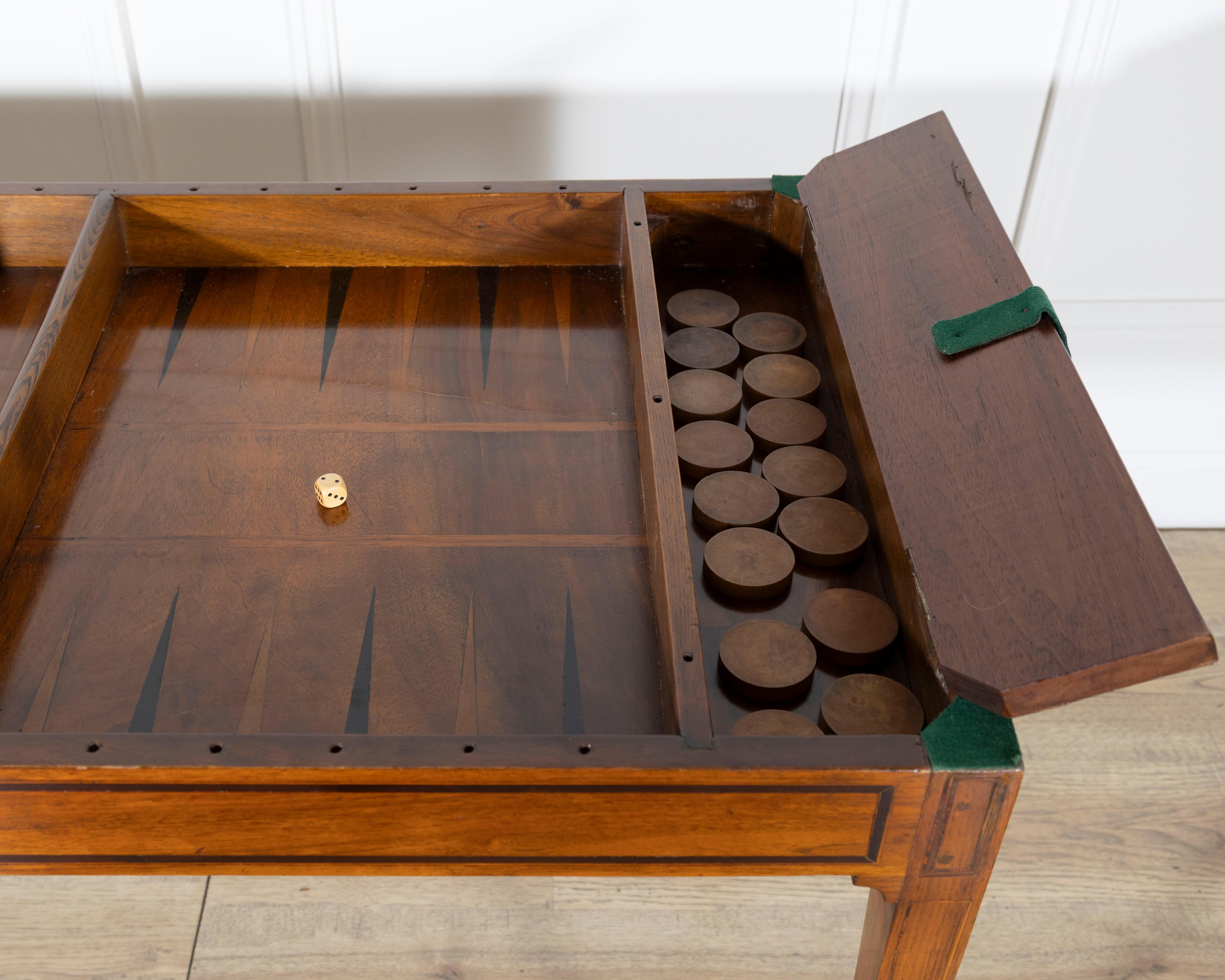 Late 18th-Century Tric Trac Games Table in Varnished Marquetry For Sale 5