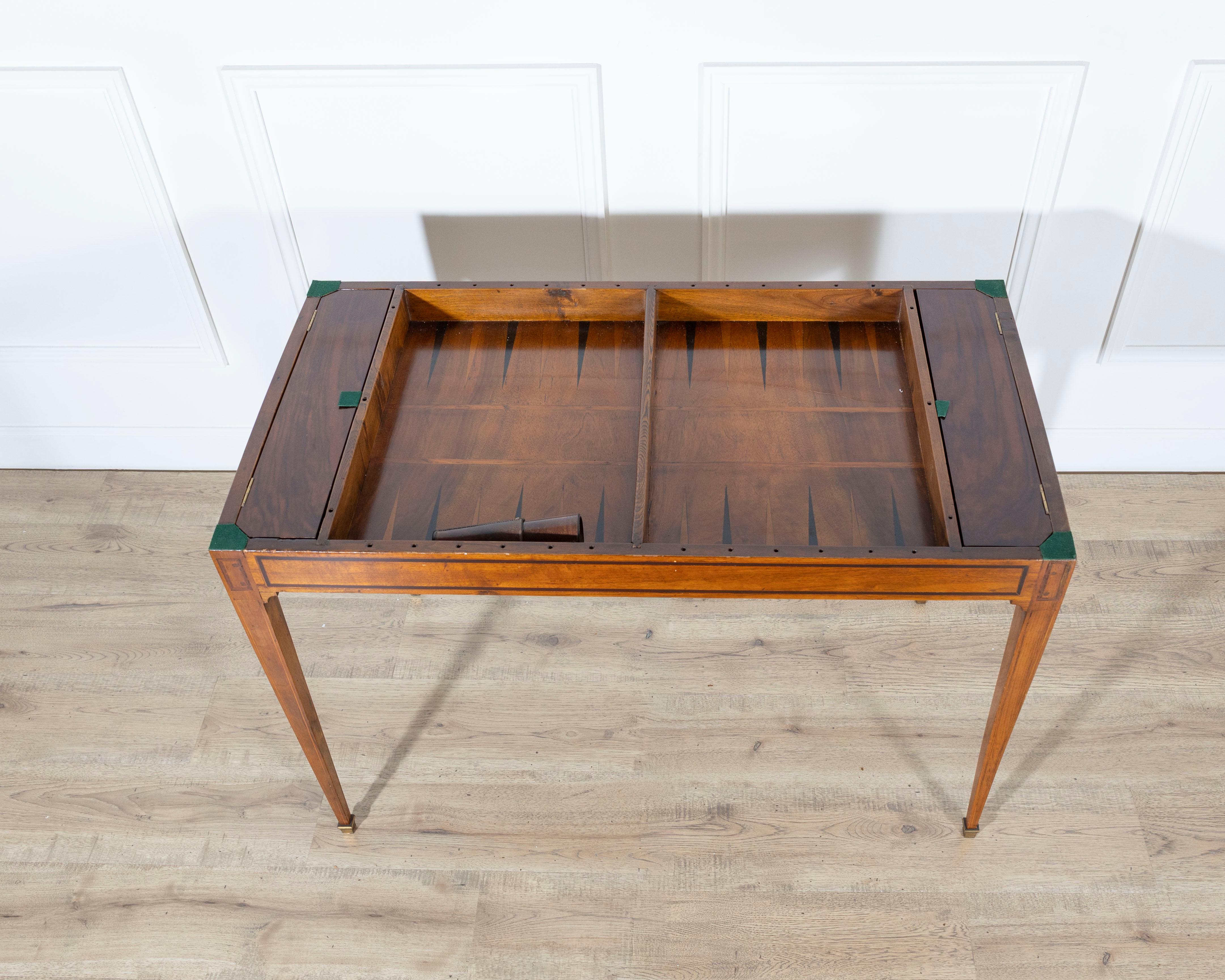 18th Century and Earlier Late 18th-Century Tric Trac Games Table in Varnished Marquetry For Sale