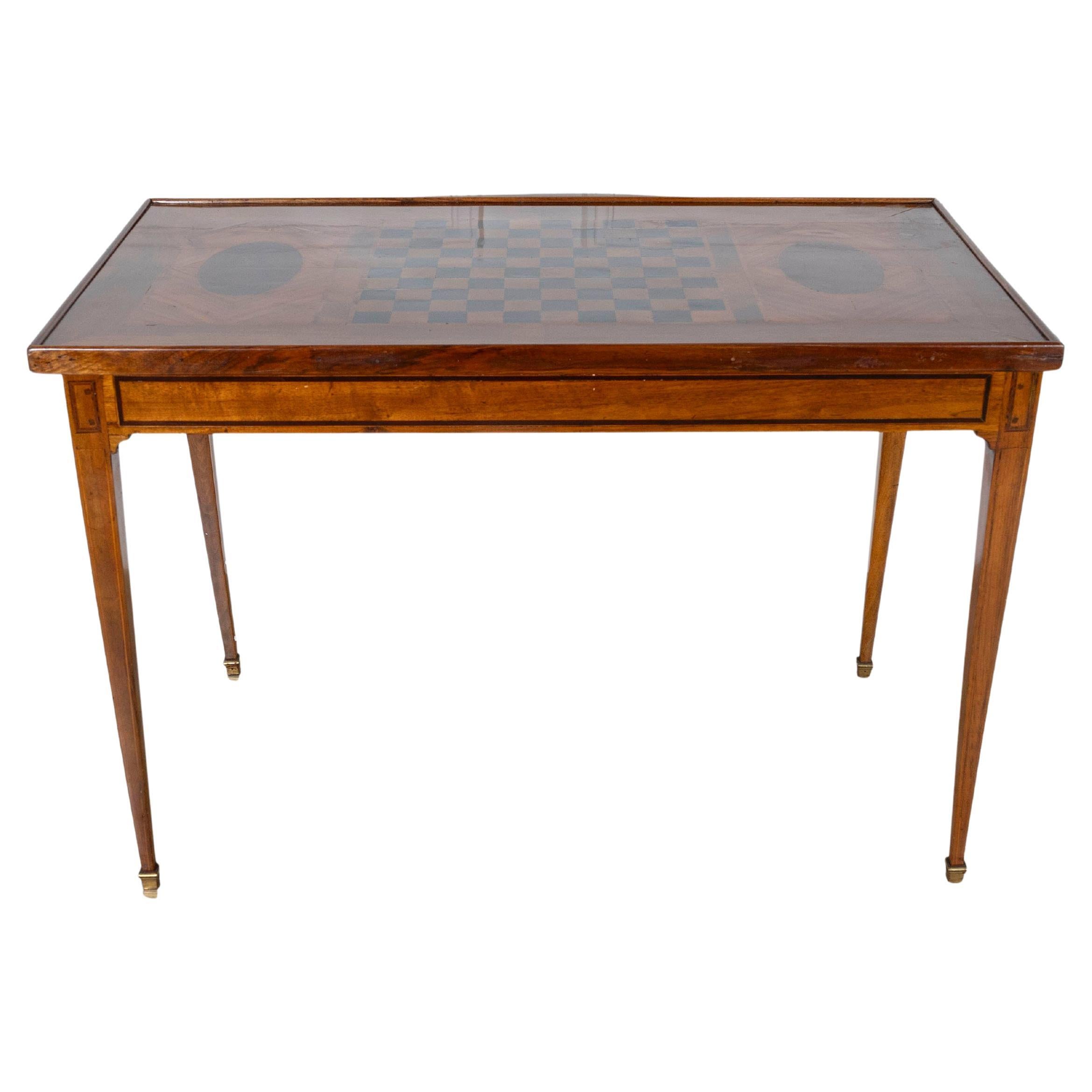 Late 18th-Century Tric Trac Games Table in Varnished Marquetry For Sale