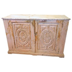 Antique Late 18th Century Two-Door Carved and Painted Portuguese Credenza