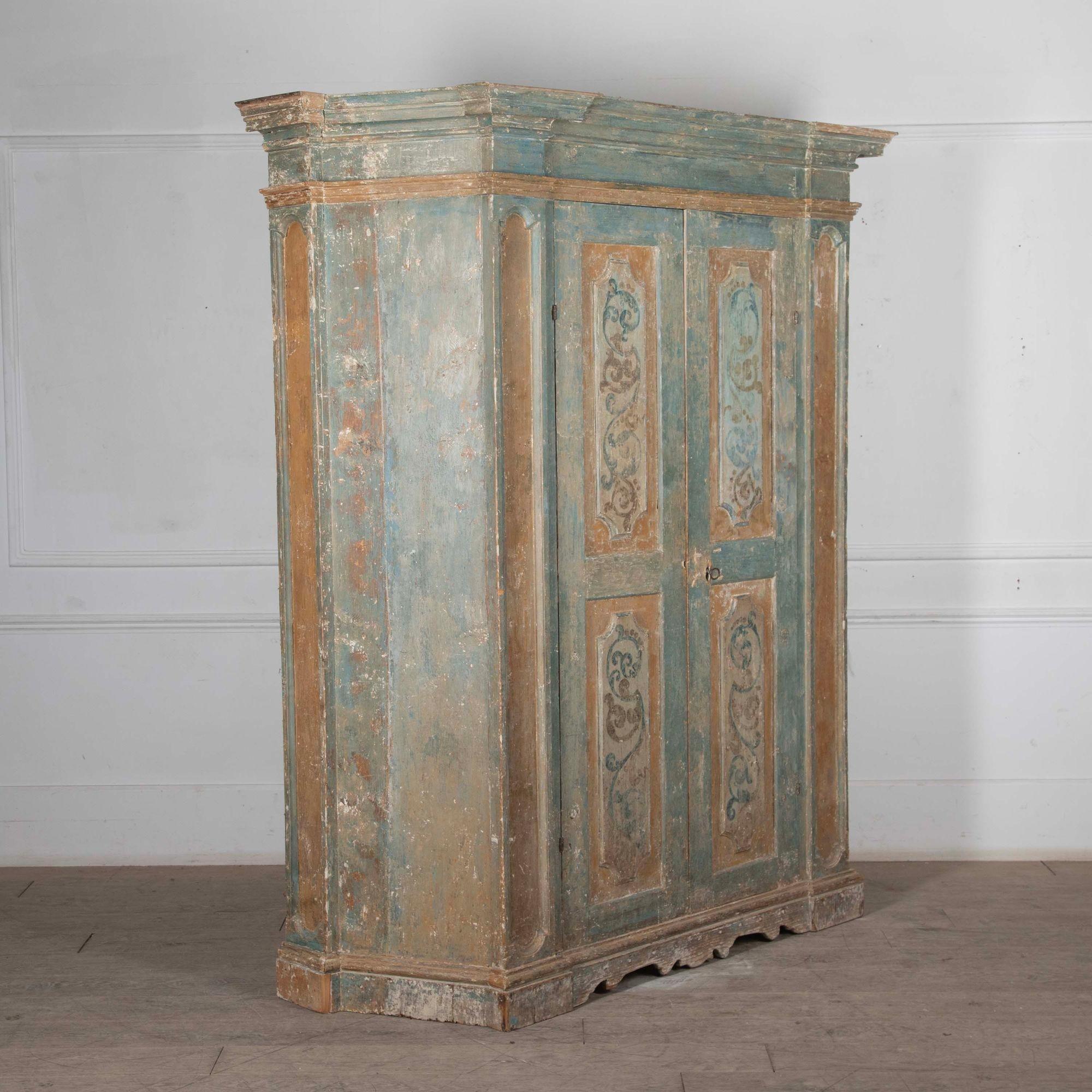 A stunning late 18th Century Venetian cupboard in its original paint.A very fine statement piece.