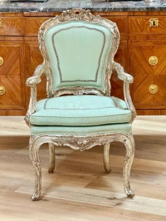 Late 18th Century Venetian Carved, Silver-Gilded Armchair