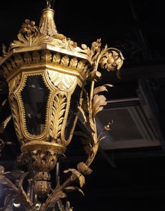 Lanterna veneziana in metallo dorato e vetro della fine del XVIII secolo