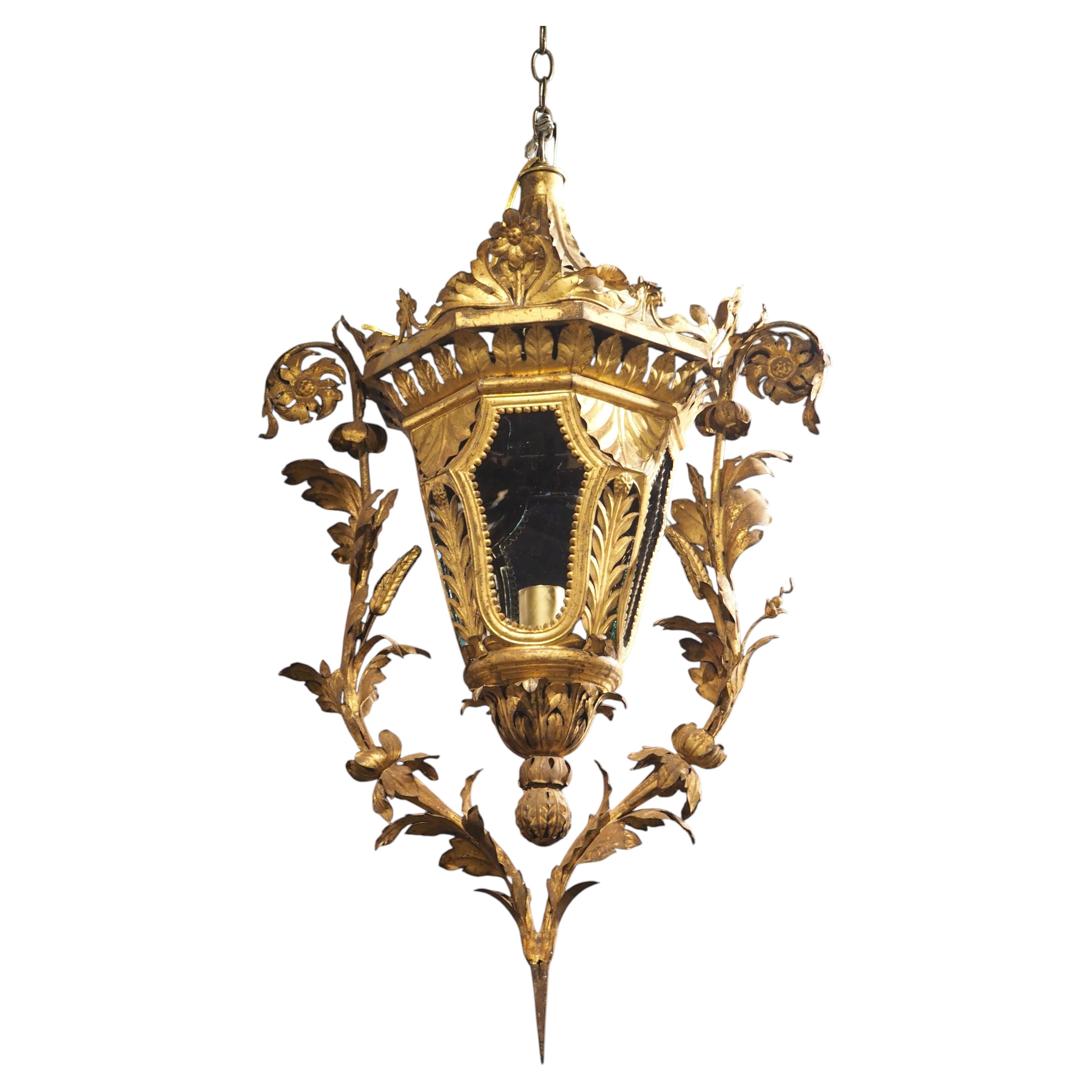 Late 18th Century Venetian Gilt Metal and Glass Lantern
